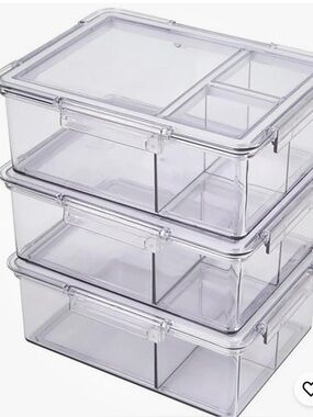 Clear Stackable Meal Prep Food Storage Containers - Set of 3